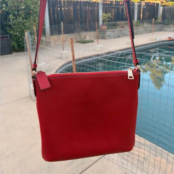 Coach Red Leather Crossbody with Gold Hardware - Picture 2 of 6